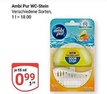 Ambi Pur WC-Stein, verschiedene Sorten - je 55 ml für 0,99