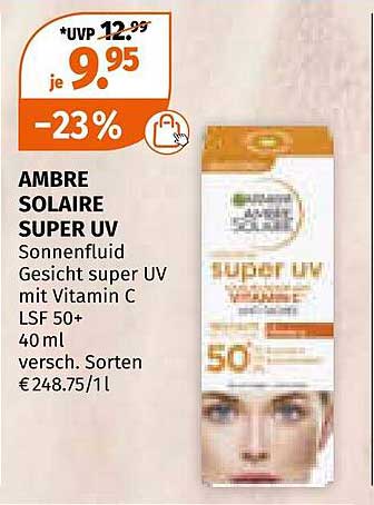 AMBRE SOLAIRE SUPER UV Sonnenfluid Gesicht super UV mit Vitamin C LSF 50+ 40 ml