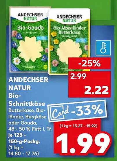 ANDECHSER NATUR Bio-Schnittkäse - Butterkäse, Bioländer, Bergkäse oder Gouda