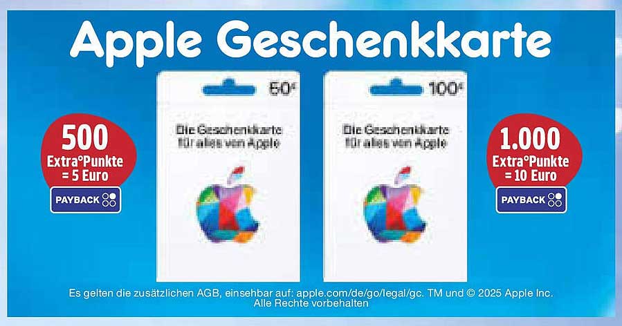 Apple Geschenkkarte – 50€ für alles von Apple