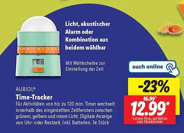 AURIOL® Time-Tracker - Lichtalarm und akustisches Signal in einem