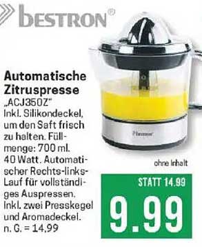 Automatische Zitruspresse „ACJ350Z“ von Bestron