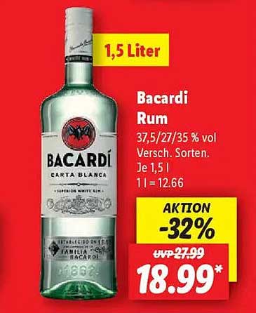 Bacardi Rum Carta Blanca 1,5 Liter