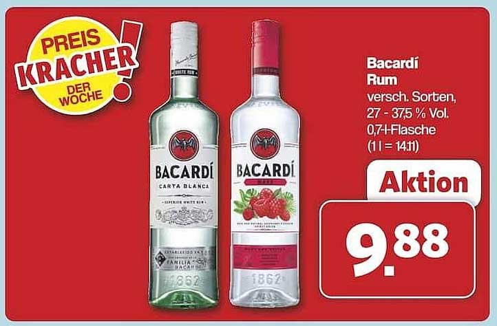 Bacardí Rum – versch. Sorten, 0,7l-Flasche