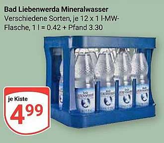 Bad Liebenwerda Mineralwasser - Verschiedene Sorten, je 12 x 1 l-MW-Flasche