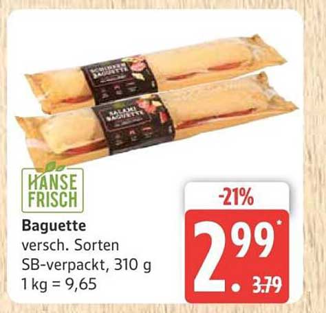 Baguette - verschiedene Sorten, 310 g