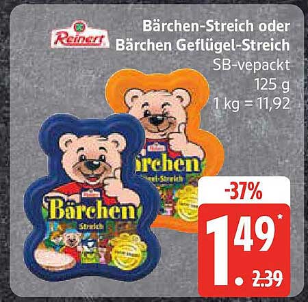 Bärchen-Streich oder Bärchen Geflügel-Streich 125 g