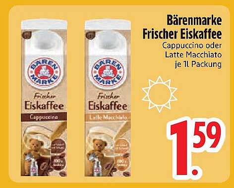 Bärenmarke Frischer Eiskaffee Cappuccino oder Latte Macchiato 1l Packung