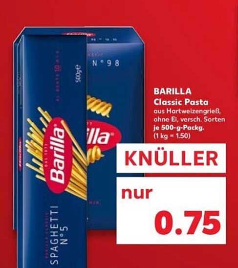 BARILLA Classic Pasta 500 g - nur 0,75 €