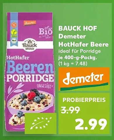 BAUCK HOF Demeter HotHafer Beere Porridge 400 g