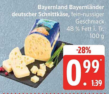 Bayernland Bayernländer deutscher Schnittkäse, fein-nussiger Geschmack