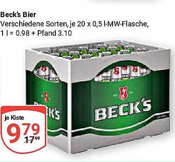 Beck's Bier - verschiedene Sorten, 20 x 0,5 l-MW-Flasche
