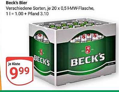 Beck's Bier - Verschiedene Sorten, je 20 x 0,5 l-MW-Flasche