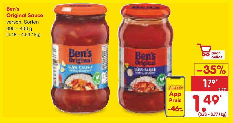 Ben's Original Sauce verschiedene Sorten 395 - 400 g