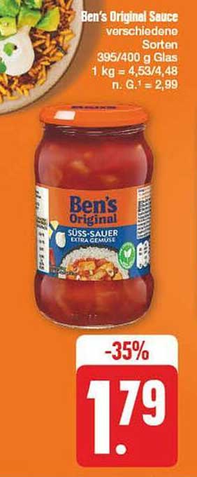 Ben's Original Sauce verschiedene Sorten 395/400 g Glas