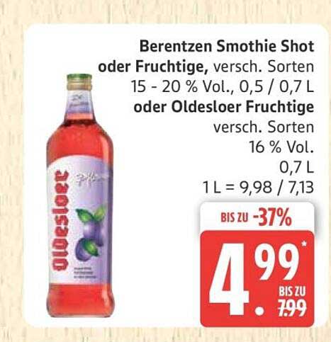 Berentzen Smoothie Shot oder Fruchtige, verschiedene Sorten