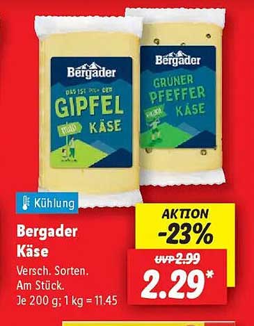 Bergader Käse – Gipfelkäse und Grüner Pfeffer Käse