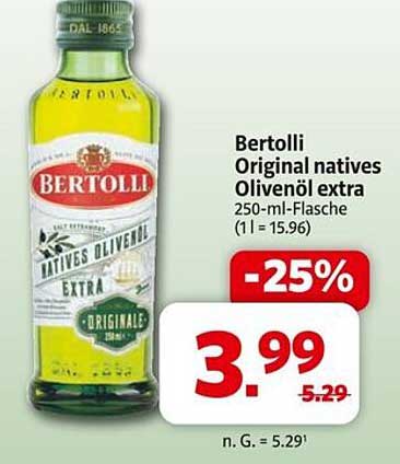 Bertolli Original natives Olivenöl extra 250-ml-Flasche