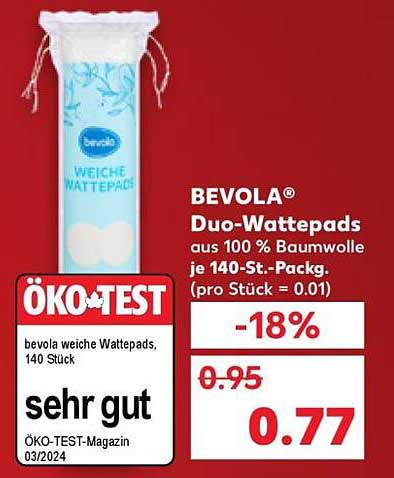 BEVOLA® Duo-Wattepads aus 100 % Baumwolle, 140 Stück