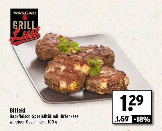 Bifteki - Hackfleisch-Spezialität mit Hirtenkäse, würziger Geschmack, 100 g