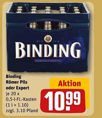 Binding Römer Pils oder Export 20 x 0,5 l-Fl. Kasten