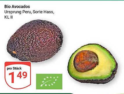 Bio Avocados Herkunft Peru, Sorte Hass, KL II