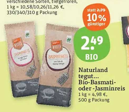 Bio-Basmati- oder Jasminreis (500 g) – Jetzt im Angebot!