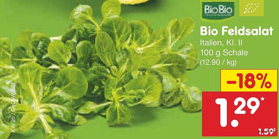 Bio Feldsalat - Italien, Kl. II, 100 g Schale