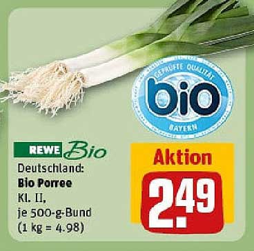 Bio Porree Kl. II, je 500-g-Bund