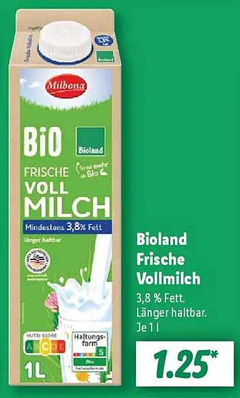 Bioland Frische Vollmilch 1L