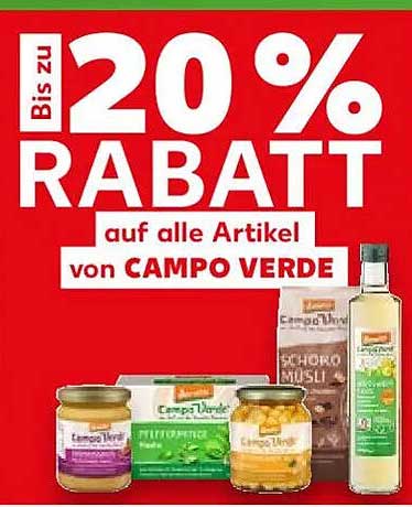 Bis zu 20 % Rabatt auf alle Artikel von CAMPO VERDE