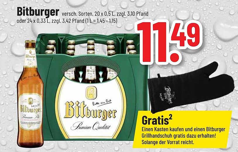 Bitburger Kasten 20 x 0,5 L oder 24 x 0,33 L