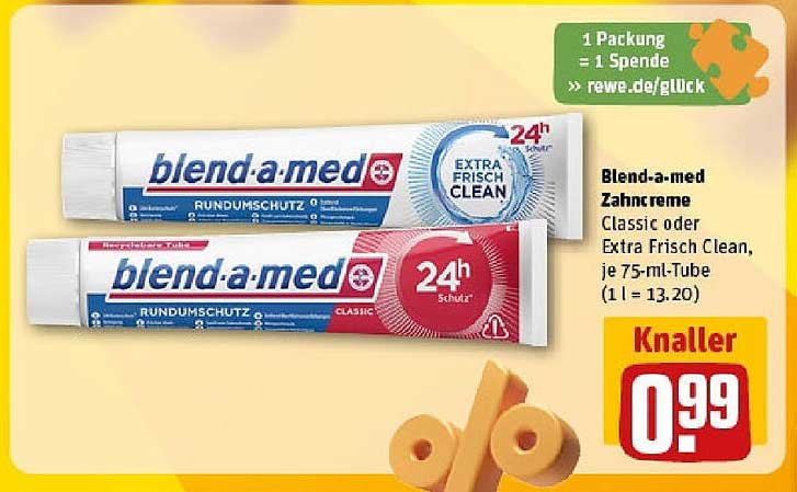 Blend-a-med Zahnpasta Classic oder Extra Frisch Clean, je 75-ml-Tube