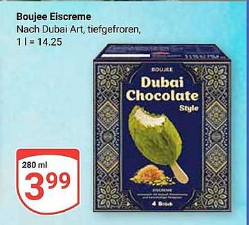 Boujee Eiscreme Nach Dubai Art, tiefgefroren, 280 ml