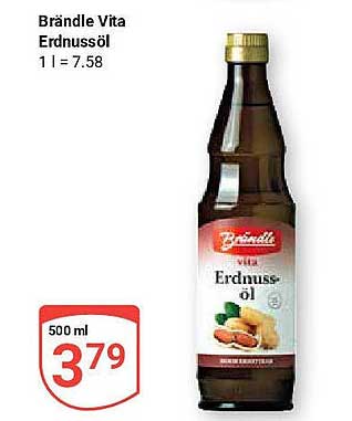 Brändle Vita Erdnussöl 500 ml - jetzt nur 3,79 €