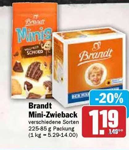 Brandt Mini-Zwieback verschiedene Sorten 225-85 g Packung