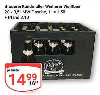 Brauerei Kundmüller Weiherer Weißbier 20 x 0,5 l