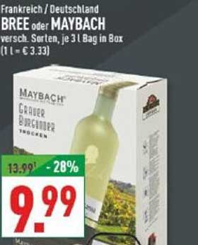 BREE oder MAYBACH Grauer Burgunder trocken, 3 l Bag in Box