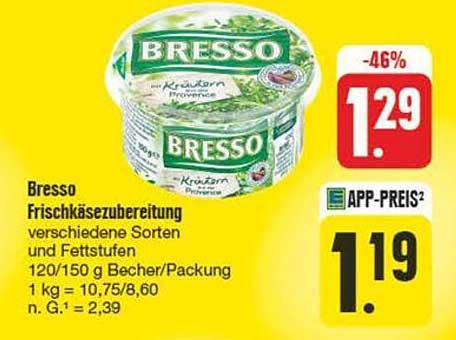 BRESSO Frischkäsezubereitung verschiedene Sorten und Fettstufen