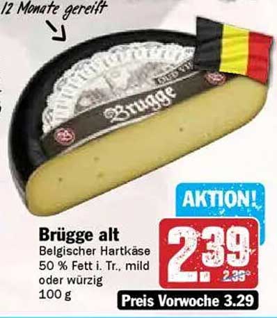Brügge alt - Belgischer Hartkäse 50 % Fett i. Tr., mild oder würzig
