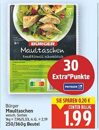Bürger Maultaschen – traditionell schwäbisch