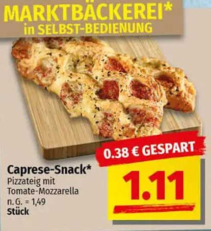 Caprese-Snack - Pizzateig mit Tomate-Mozzarella