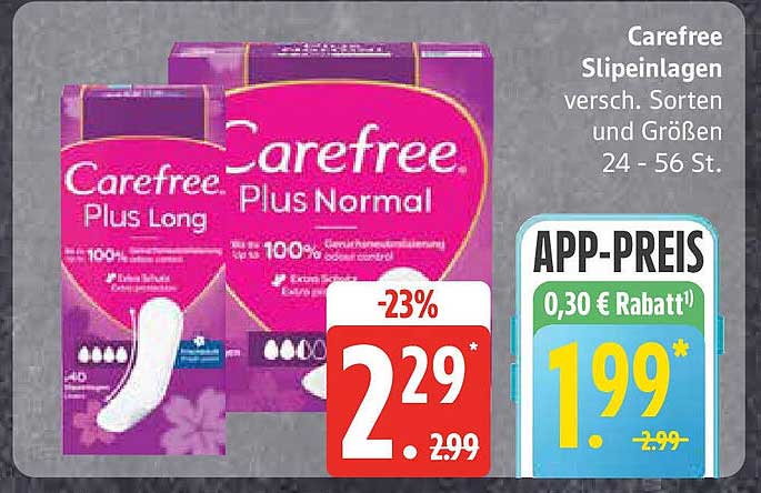 Carefree Slippeinlagen - verschiedene Sorten und Größen, 24 - 56 St.