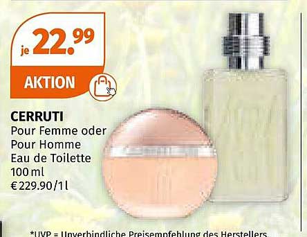 CERRUTI Pour Femme oder Pour Homme Eau de Toilette 100 ml