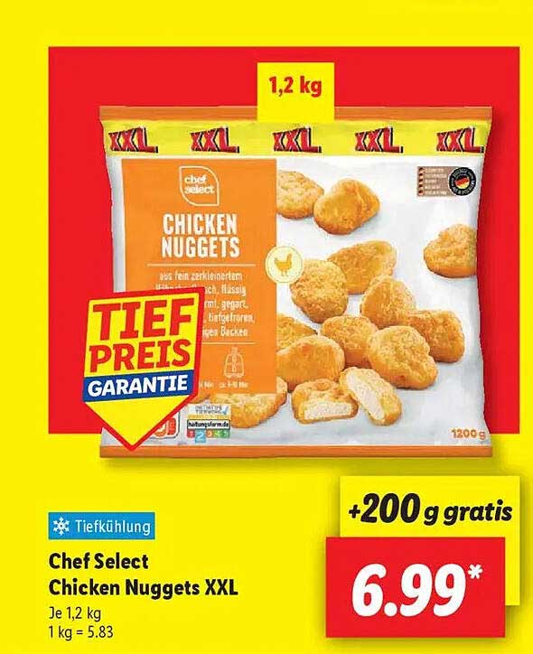 Chef Select Chicken Nuggets XXL - 1,2 kg
