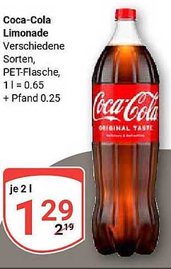 Coca-Cola Limonade, verschiedene Sorten, PET-Flasche, 2 l
