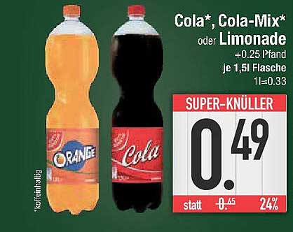 Cola*, Cola-Mix* oder Limonade 1,5l Flasche