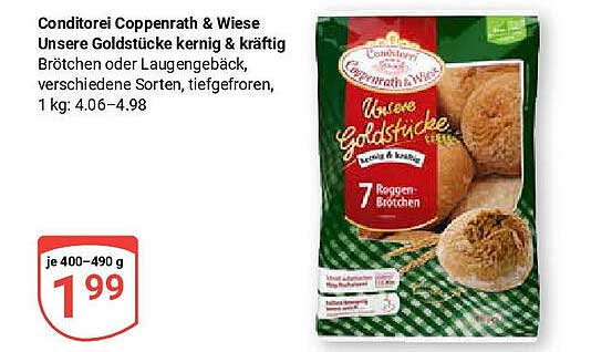 Conditorei Coppenrath & Wiese Unsere Goldstücke kernig & kräftig – 7 Roggen-Brötchen, 1 kg