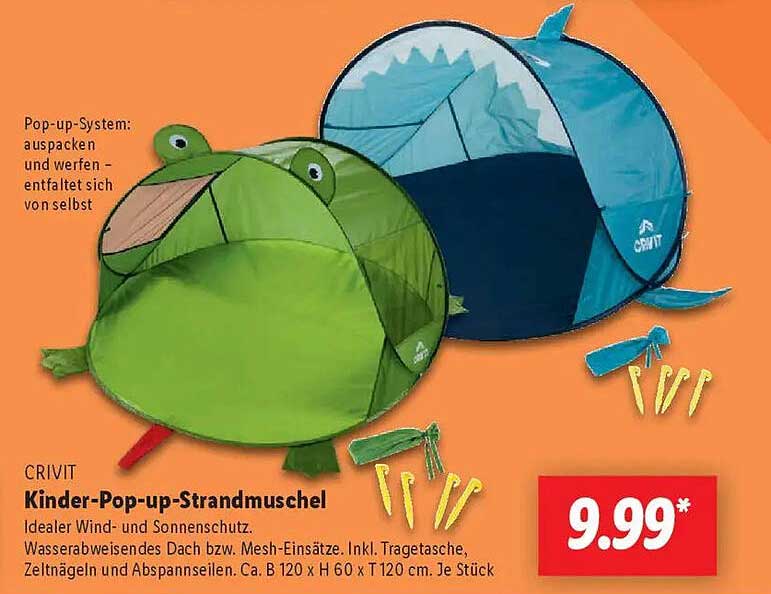 CRIVIT Kinder-Pop-up-Strandmuschel