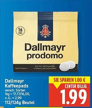 Dallmayr Prodomo Kaffee-Pads - 16 Stück